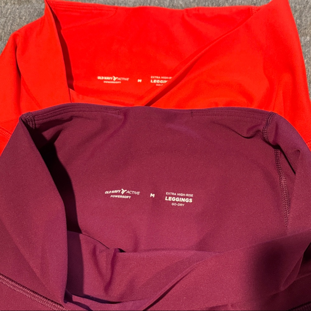 Old Navy Active Powersoft Leggings - Orange and Purple - size M